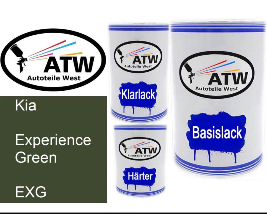 Kia, Experience Green, EXG: 500ml Lackdose + 500ml Klarlack + 250ml Härter - Set, von ATW Autoteile West.